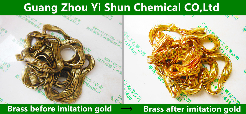 Chromium coating chemical imitation gold agent,Chrome-plated surface imitation gold , Metal imitation gold agent ,Chrome plating special chemical imitation gold agent