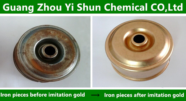 Steel imitation gold liquid, The gold coloring agent , Metal imitation gold agent, Imitated golden liquid for the steel layer surface , Iron surface treatment